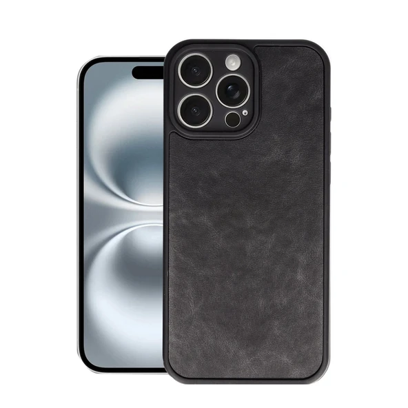 iPhone 16 Pro Kılıf Aras Deri Kapak - Siyah ürün görseli 1