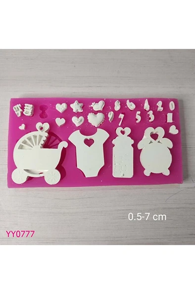 YY0777 Çoklu Bebek Figürleri Rakam Tulum Bebek Arabası Silikon Kalıp ürün görseli 1