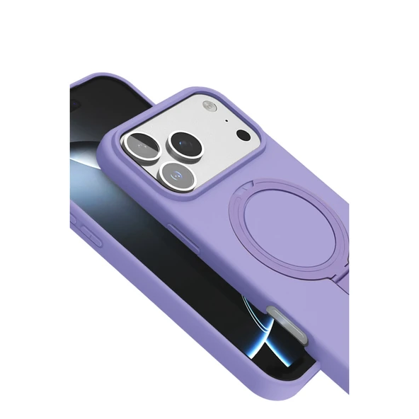 iPhone 17 Pro Max Regal Magsafe Standlı Kapak - Lila - Resim 5