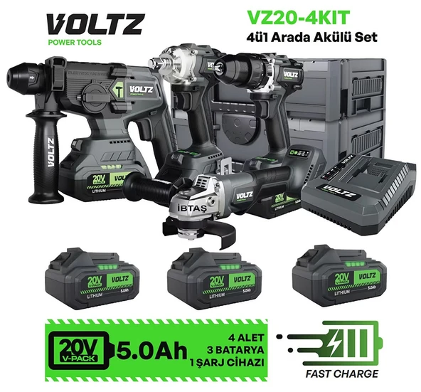 Voltz VZ20-4Kit 4ü1 Arada Akülü Matkap Set 20 V 5 Ah 4'lü Akülü Set ürün görseli 1