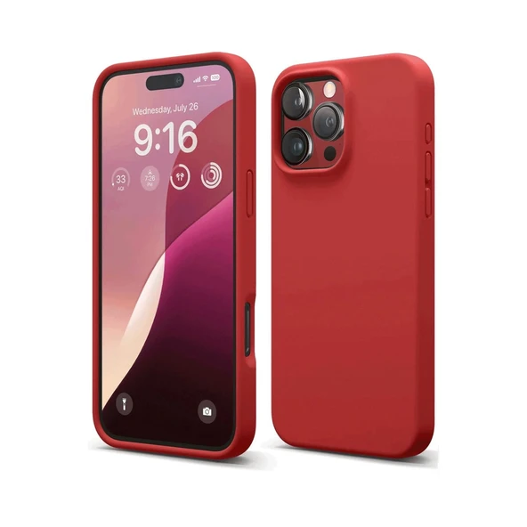 iPhone 16 Pro Max Kılıf Nano İçi Kadife Silikon - Kırmızı ürün görseli 1