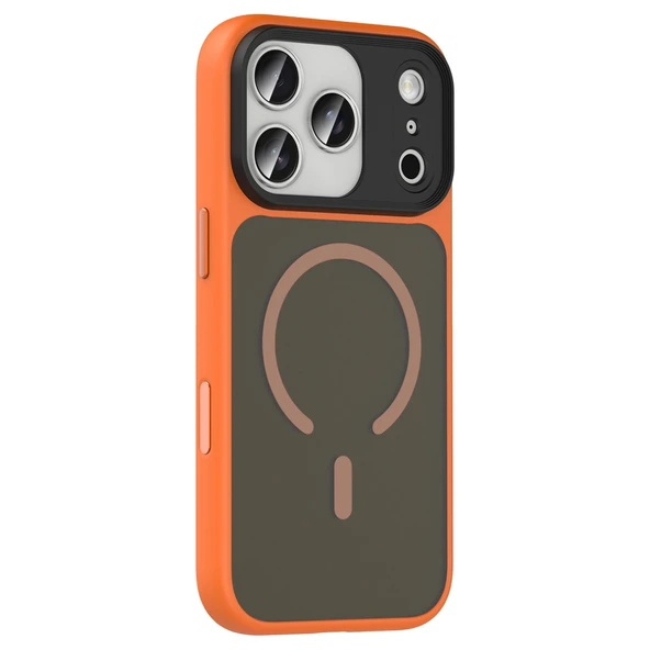 iPhone 17 Pro Max Megane Magsafe Kapak - Turuncu - Resim 3