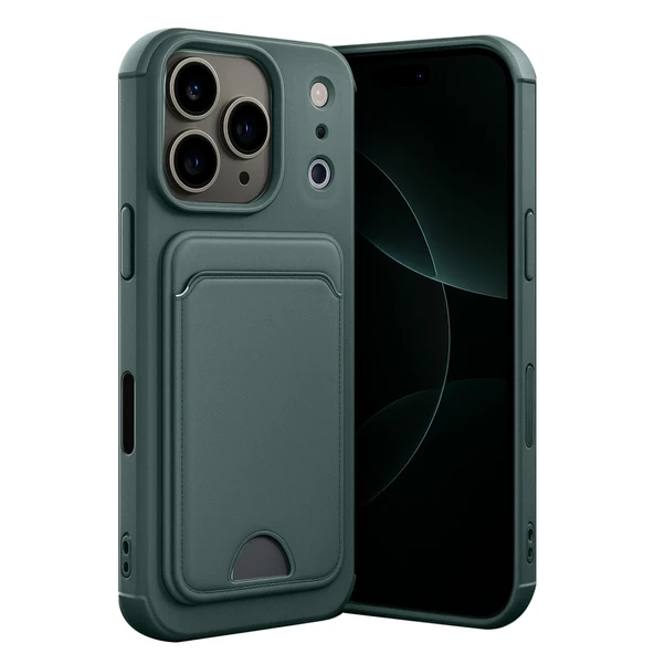 iPhone 17 Pro Kelvin Kartvizitli Silikon - Koyu Yeşil ürün görseli 1