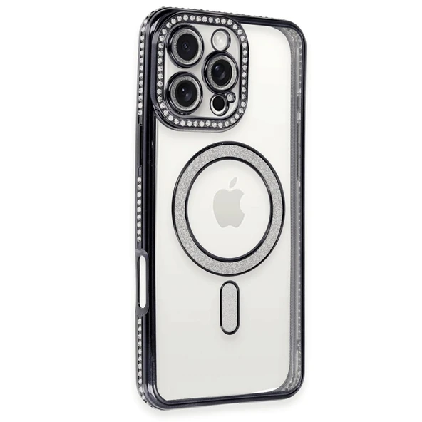 iPhone 16 Pro Kılıf Joke Simli Magneticsafe Kılıf - Siyah ürün görseli 1