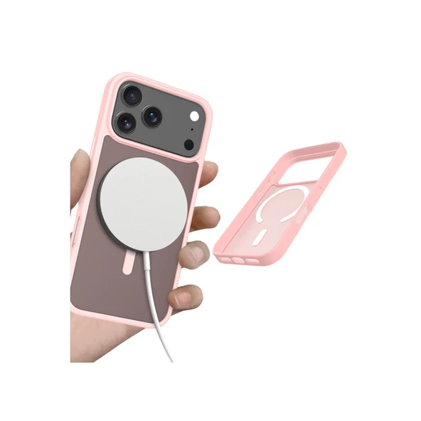 iPhone 17 Pro Max Jota Magsafe Kapak - Pudra - Resim 3