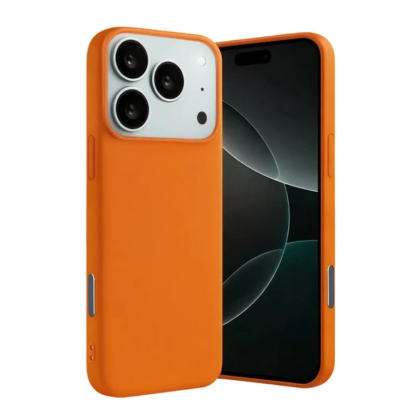 iPhone 17 Pro Nano İçi Kadife Silikon - Turuncu ürün görseli 1