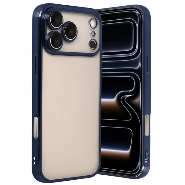 iPhone 17 Pro Max Kamera Korumalı Lensli Silikon - Lacivert ürün görseli 1