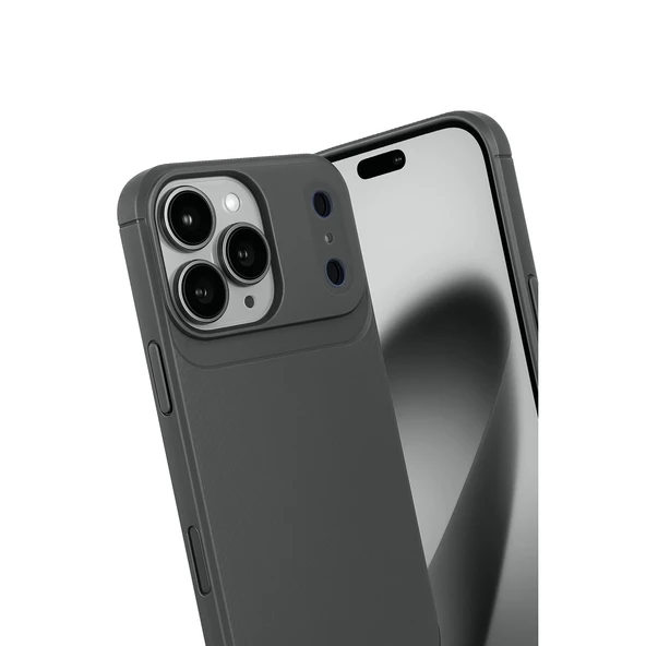 iPhone 17 Pro Auto Focus Karbon Kapak - Gri - Resim 3