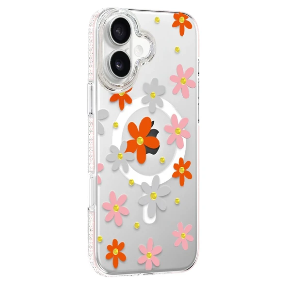 iPhone 16 Floral Magsafe Kapak - Turuncu ürün görseli 1