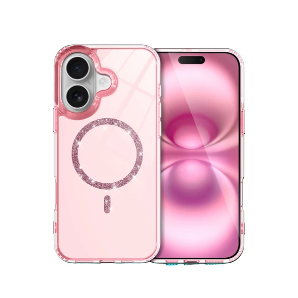 iPhone 16 Plus Live Diamond Magsafe Kapak - Pembe ürün görseli 1
