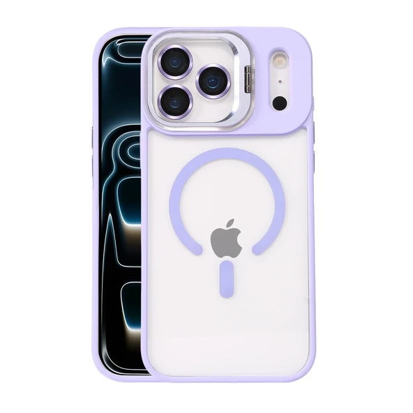 iPhone 17 Pro Remim Lensli Magsafe Standlı Kapak - Lila ürün görseli 1
