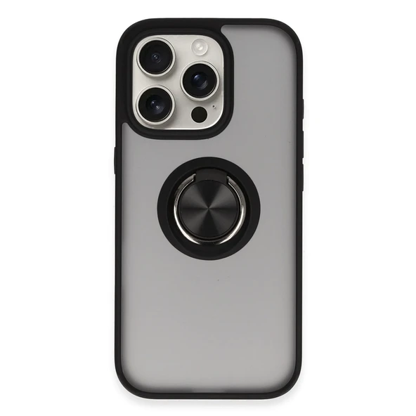 iPhone 16 Pro Kılıf Montreal Yüzüklü Silikon Kapak - Siyah ürün görseli 1