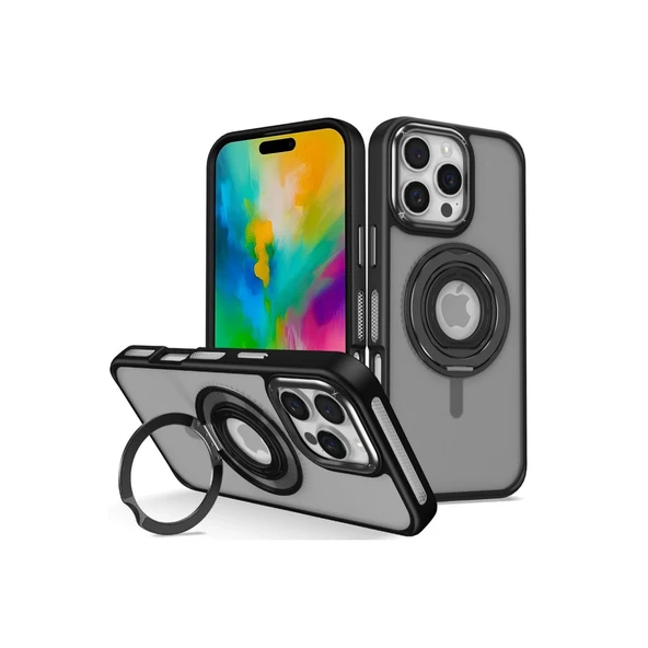 iPhone 16 Pro Banza Magsafe Standlı Kapak - Siyah ürün görseli 1