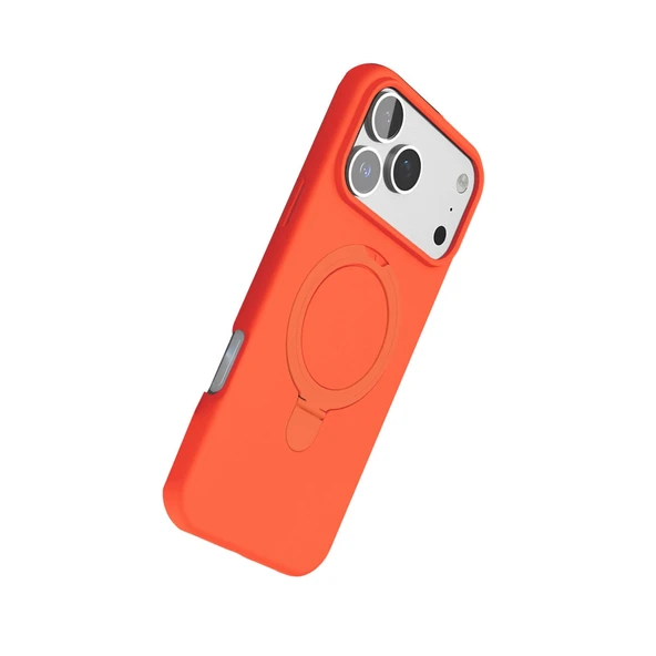 iPhone 17 Pro Max Regal Magsafe Standlı Kapak - Turuncu - Resim 3