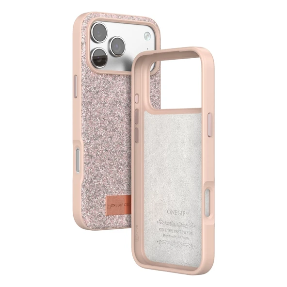 iPhone 17 Pro Bright Simli Kapak - Pembe - Resim 3