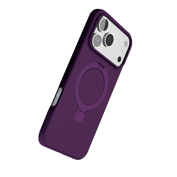 iPhone 17 Pro Max Regal Magsafe Standlı Kapak - Derin Mor - Resim 4