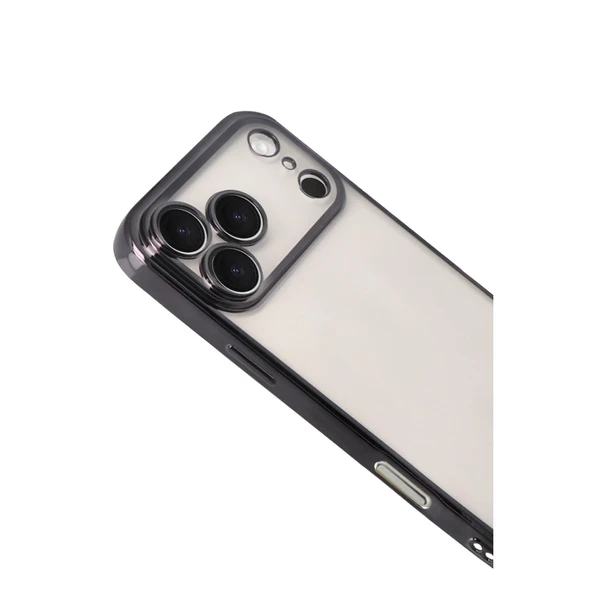 iPhone 17 Pro Kamera Korumalı Lensli Silikon - Siyah - Resim 3