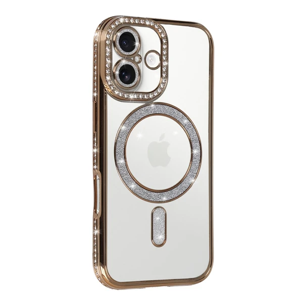 iPhone 17 Joke Simli Magneticsafe Kılıf - Gold - Resim 2