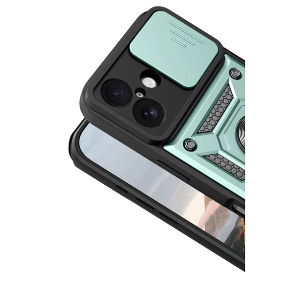 iPhone 17 Pars Lens Yüzüklü Silikon - Yeşil - Resim 3