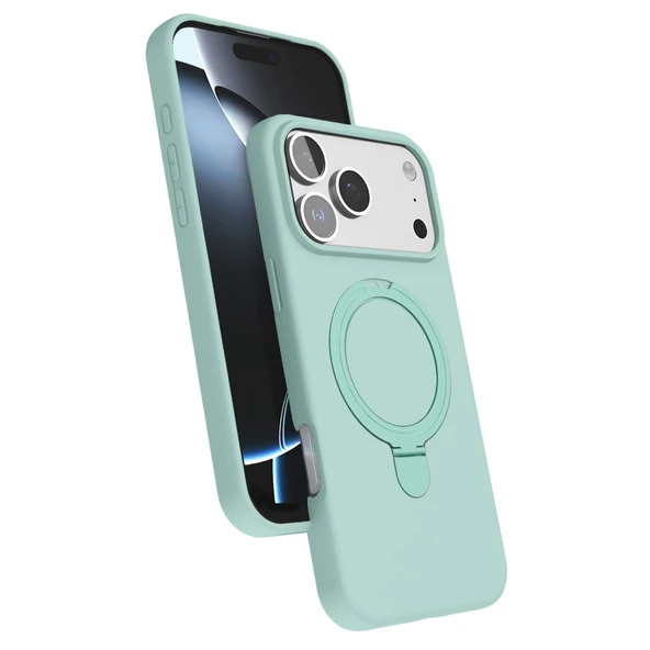 iPhone 17 Pro Max Regal Magsafe Standlı Kapak - Su Yeşili ürün görseli 1