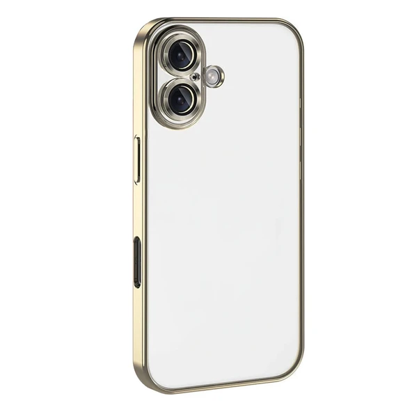 iPhone 17 Kamera Korumalı Lensli Silikon - Gold - Resim 3