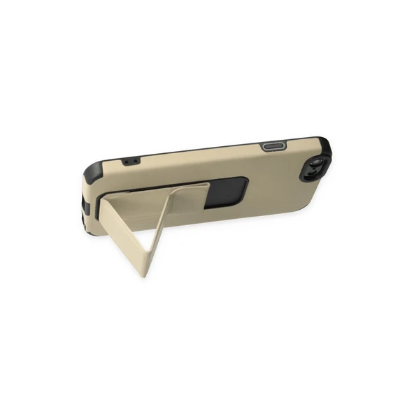 iPhone 6 Kılıf Mega Standlı Silikon - Gold - Resim 4