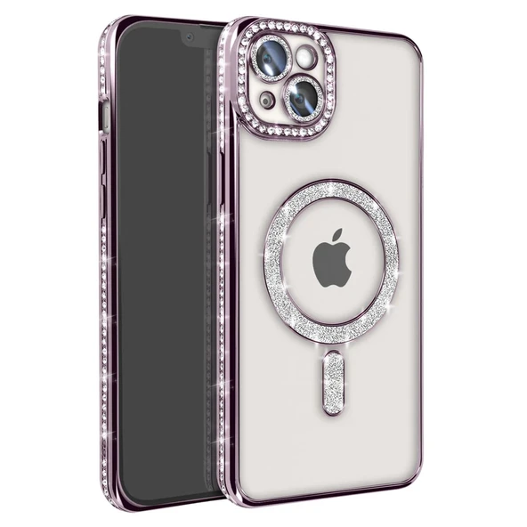 iPhone 14 Kılıf Joke Simli Magneticsafe Kılıf - Pembe ürün görseli 1