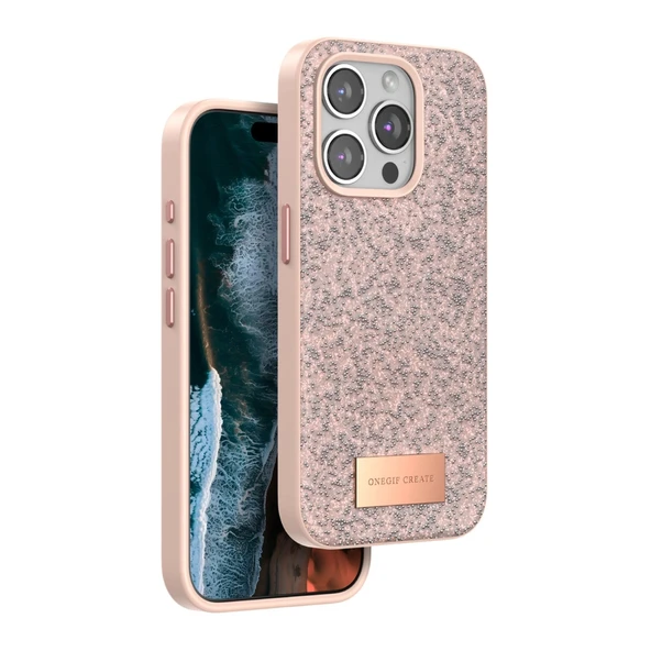 iPhone 15 Pro Max Bright Simli Kapak - Pembe ürün görseli 1