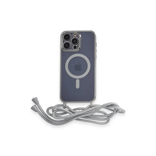 iPhone 12 Pro Max Kılıf Divo Lazer Askılı Magsafe Kapak - Gümüş ürün görseli 1