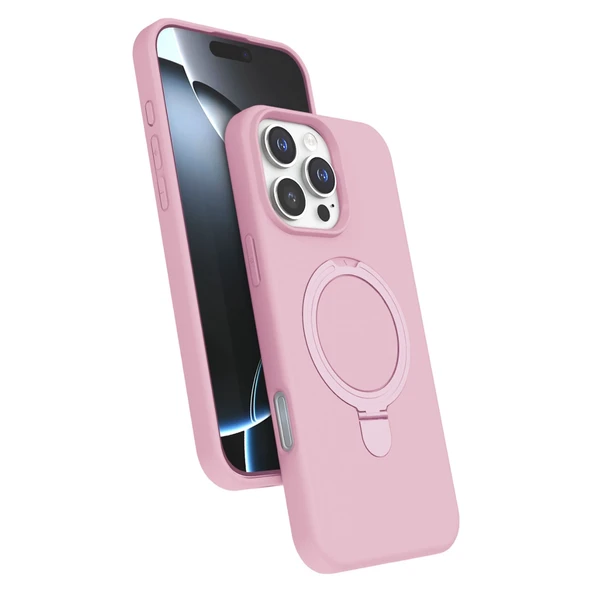 iPhone 16 Pro Max Regal Magsafe Standlı Kapak - Açık Pembe ürün görseli 1