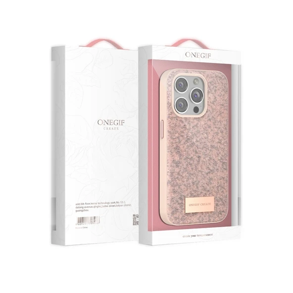 iPhone 15 Pro Max Bright Simli Kapak - Pembe - Resim 5