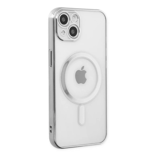 iPhone 14 Plus Kılıf Magneticsafe Lazer Silikon - Gümüş ürün görseli 1