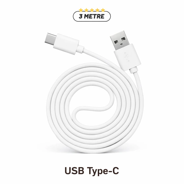 Uzun 3 Metre USB-C Kablo Esnek, Sağlam ve Uzun Ömürlü Type-C Kablo ürün görseli 1