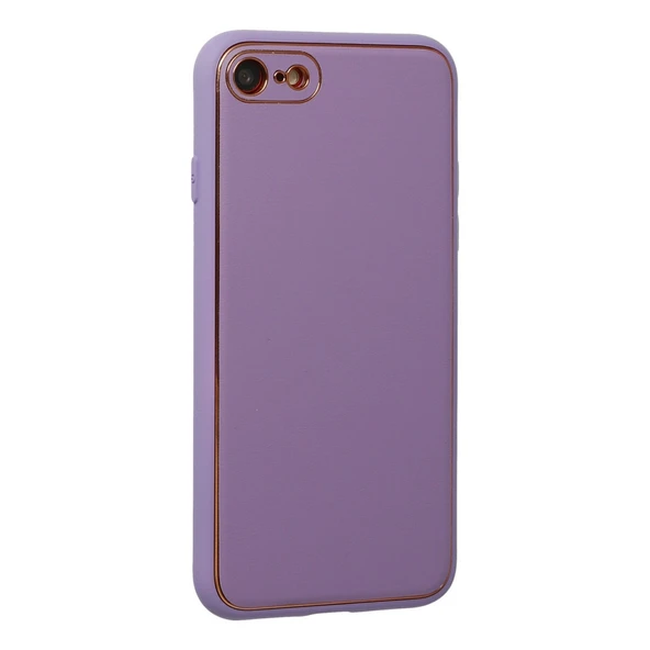 iPhone 7 Kılıf Coco Deri Silikon Kapak - Lila - Resim 3