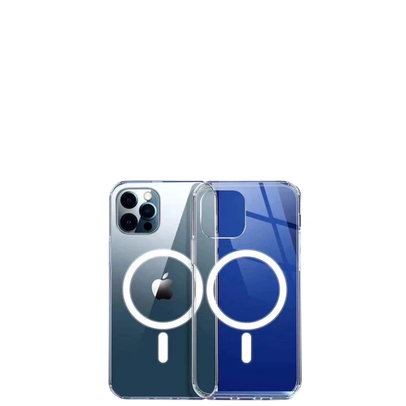 iPhone 12 Pro Max Kılıf Magneticsafe Şeffaf Silikon - Şeffaf - Resim 3