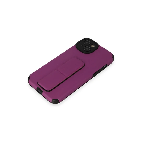iPhone 14 Plus Kılıf Mega Standlı Silikon - Mor - Resim 4