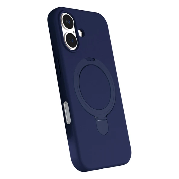 iPhone 17 Regal Magsafe Standlı Kapak - Lacivert - Resim 3