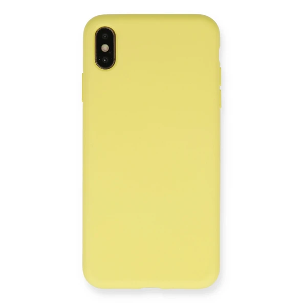 iPhone Xs Max Kılıf Nano İçi Kadife Silikon - Mat Sarı ürün görseli 1
