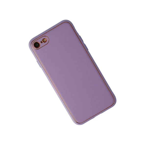 iPhone 7 Kılıf Coco Deri Silikon Kapak - Lila - Resim 2