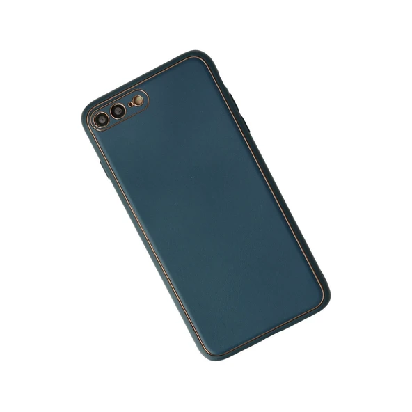 iPhone 7 Plus Kılıf Coco Deri Silikon Kapak - Mavi - Resim 3