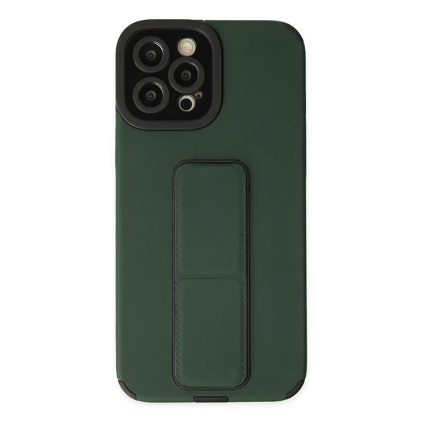 iPhone 12 Pro Max Kılıf Mega Standlı Silikon - Yeşil ürün görseli 1