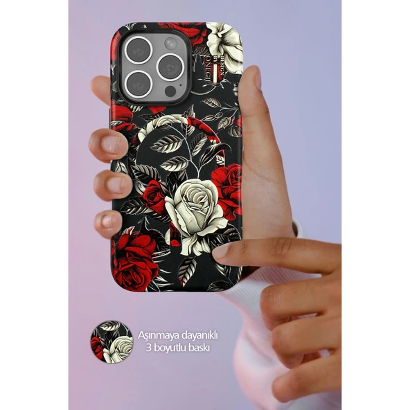 iPhone 15 Plus Flower Series Magsafe Kapak - Beyaz - Resim 3