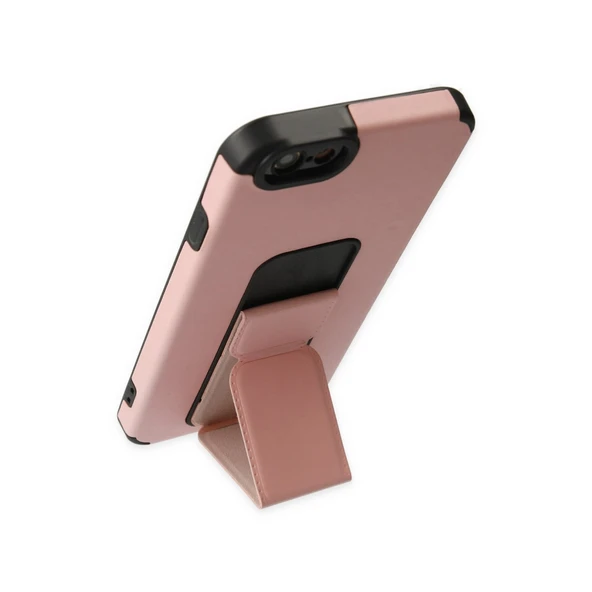 iPhone 6 Kılıf Mega Standlı Silikon - Pudra - Resim 3