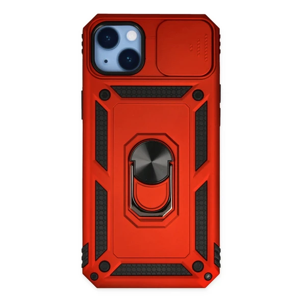 iPhone 14 Plus Kılıf Pars Lens Yüzüklü Silikon - Kırmızı ürün görseli 1