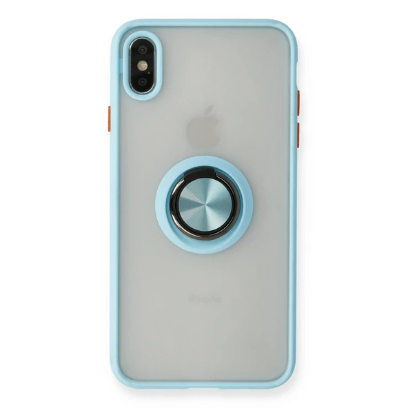 iPhone Xs Max Kılıf Montreal Yüzüklü Silikon Kapak - Buz Mavi ürün görseli 1
