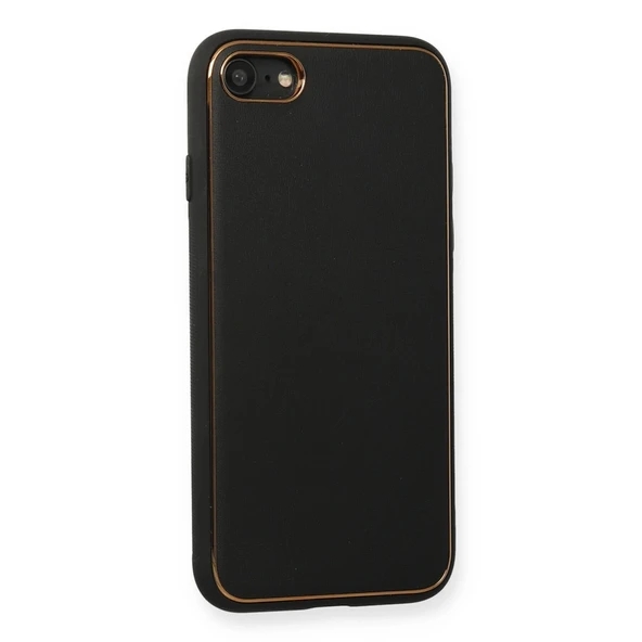 iPhone 7 Kılıf Coco Deri Silikon Kapak - Siyah - Resim 2