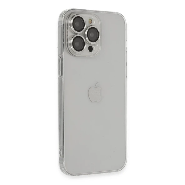 iPhone 13 Pro Max Kılıf Luko Lens Silikon - Gümüş - Resim 2