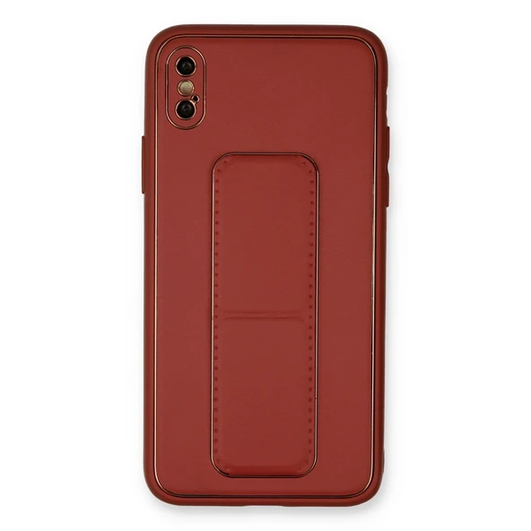 iPhone Xs Max Kılıf Coco Deri Standlı Kapak - Fuşya ürün görseli 1