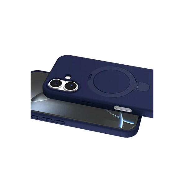 iPhone 17 Regal Magsafe Standlı Kapak - Lacivert - Resim 2