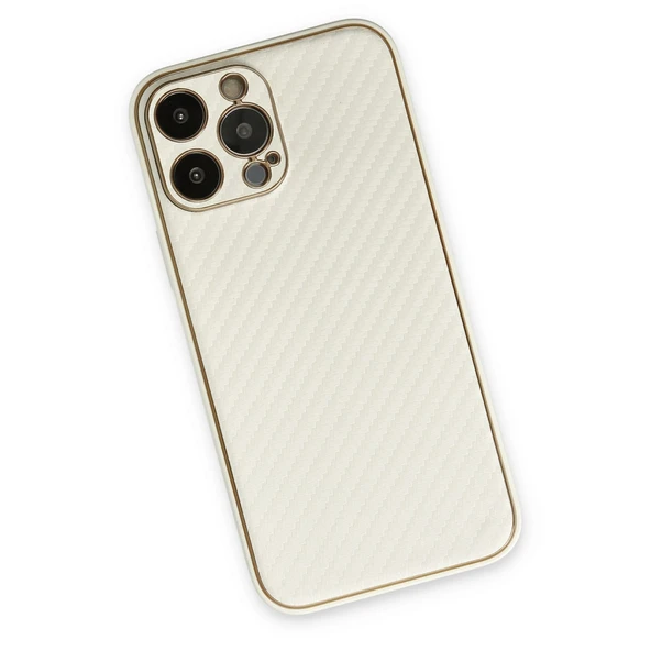 iPhone 13 Pro Kılıf Coco Karbon Silikon - Beyaz - Resim 2